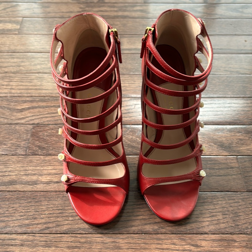 Gucci Calfskin Aneta Ladder Strap Booties